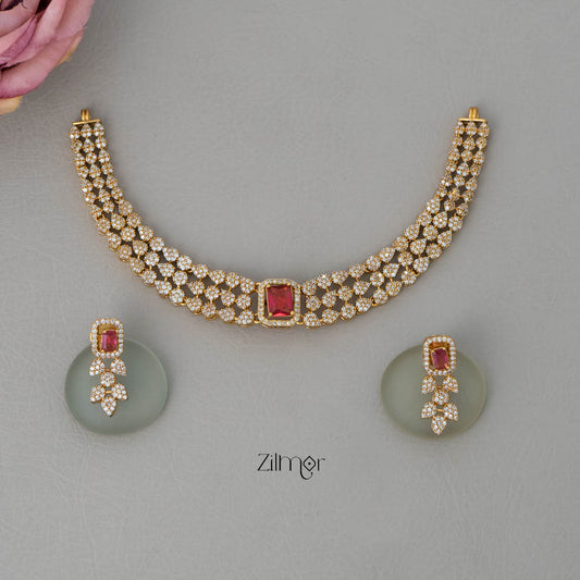 BH101072 - Premium Antique Necklace with 5 Interchangable stones Earring Set