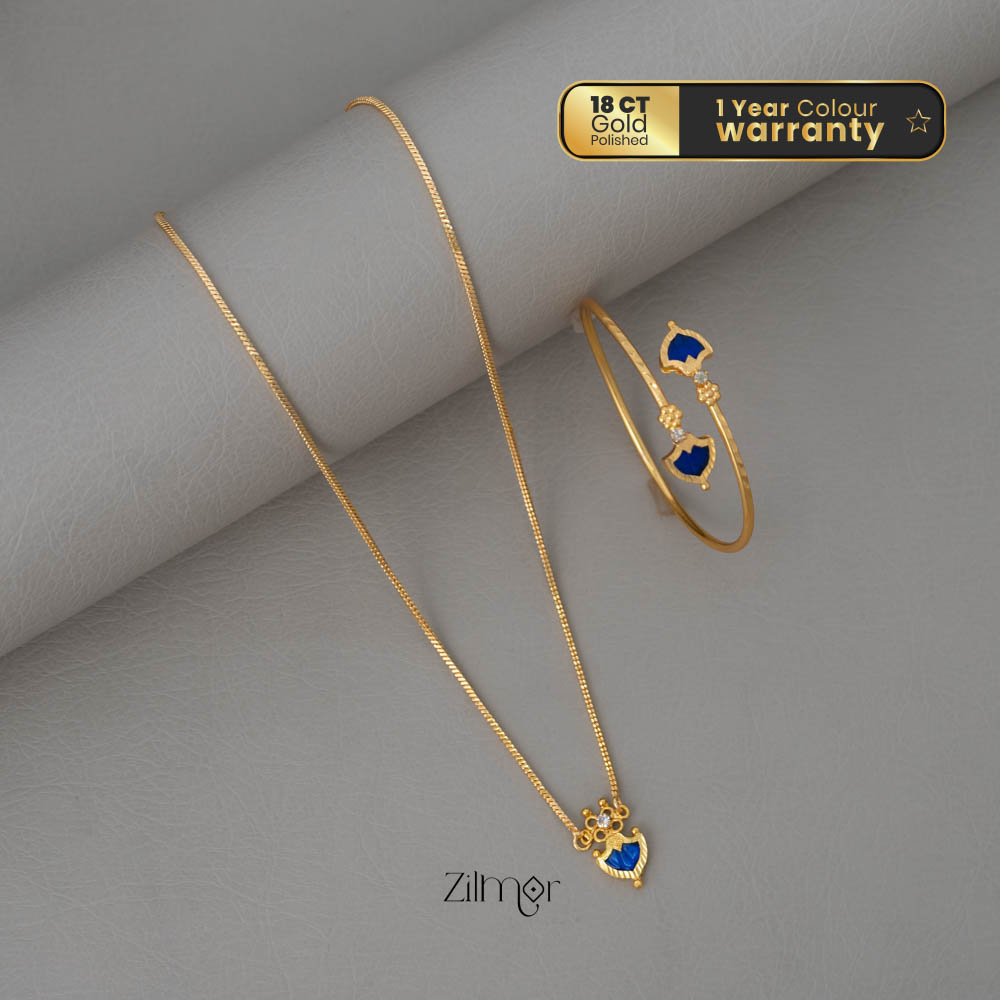 KY101971 - Gold Tone Palakka Necklace Bangle Set