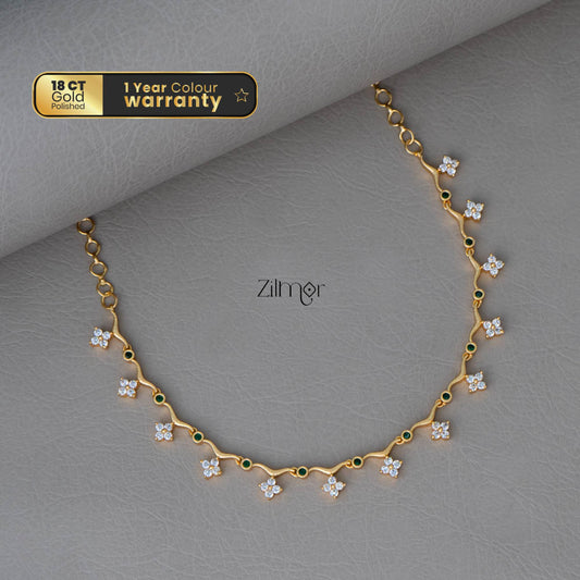 PE101974 - Gold plated AD Diamond Stone Simple Necklace