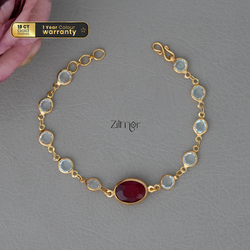 KY101906 - Gold Toned  Glossy Stone Bracelet