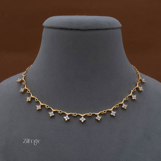 PE101974 - Gold plated AD Diamond Stone Simple Necklace