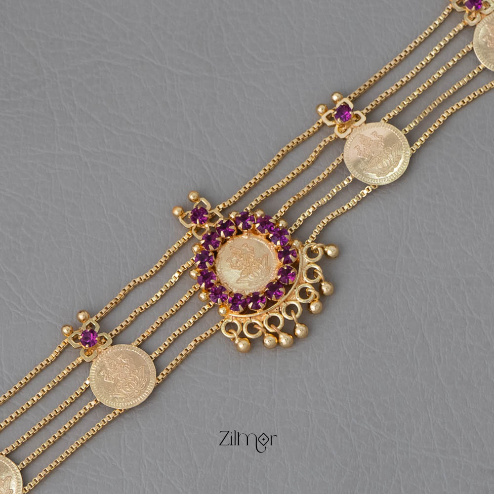 PP101986 - Gold tone Kashu Lakshmi choker with matching Earring