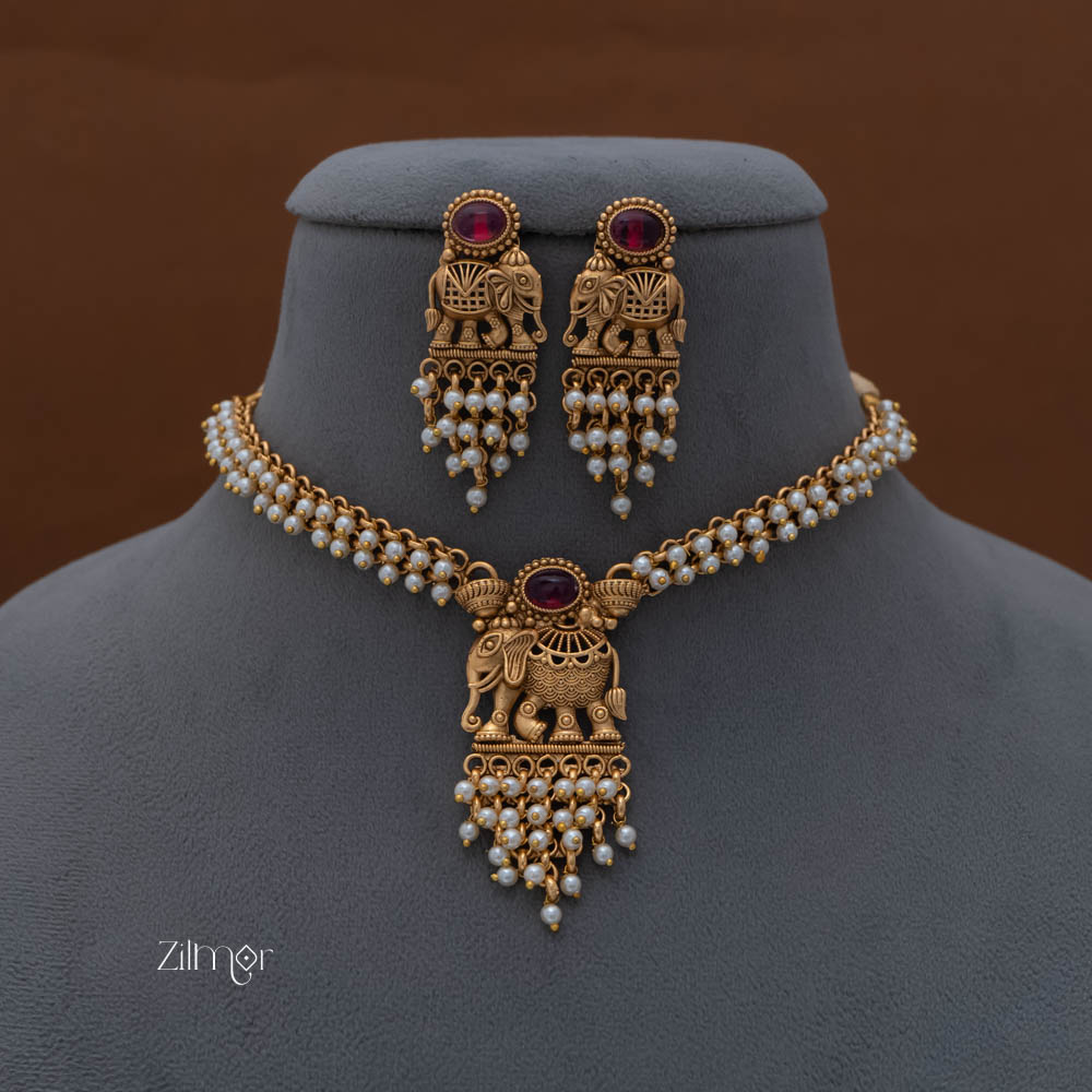 NV101989- Antique Haati Pendant Necklace Earrings Set