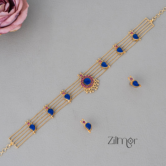 KO101645  -Gold tone Mango choker with matching Earring