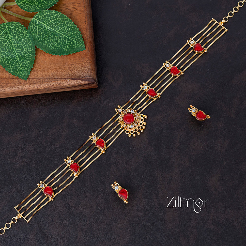 KO101645  -Gold tone Mango choker with matching Earring