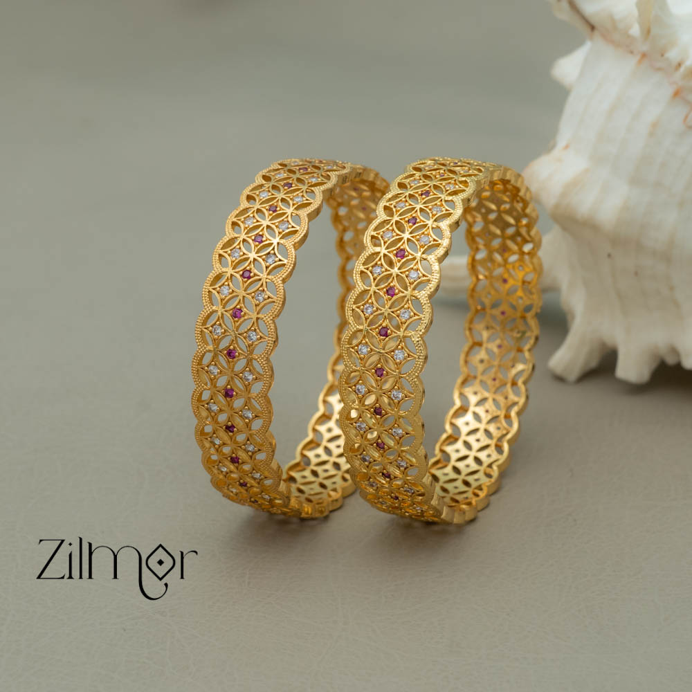 SG100982 - Gold Plated stone bangle (pair)
