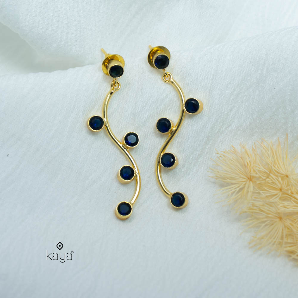 Glossy Golden Stem Earrings (color option)  - AS100736