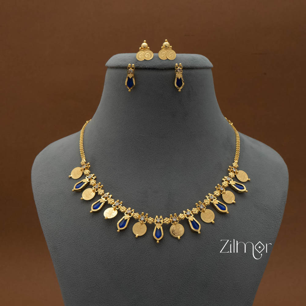 PP101638 - Gold tone Lakhmi coin & Nagapadam Necklace with Earrings set