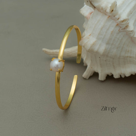 AS101232 - Gold Plated Adjustable Fresh Water Pearl Bangle