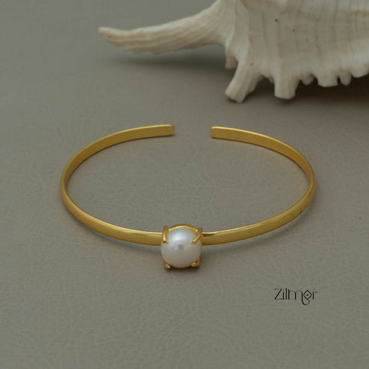 AS101232 - Gold Plated Adjustable Fresh Water Pearl Bangle