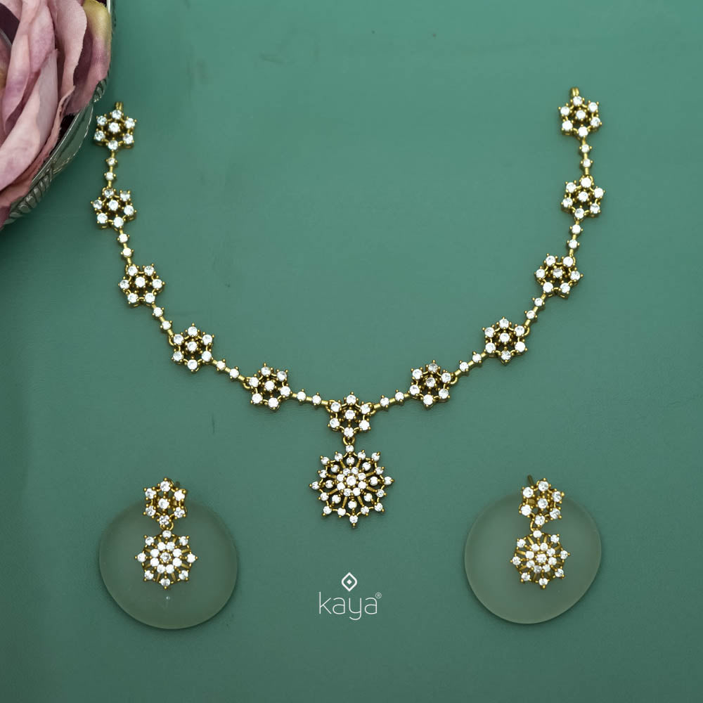 KK101262- AD Stone Necklace with Earring set