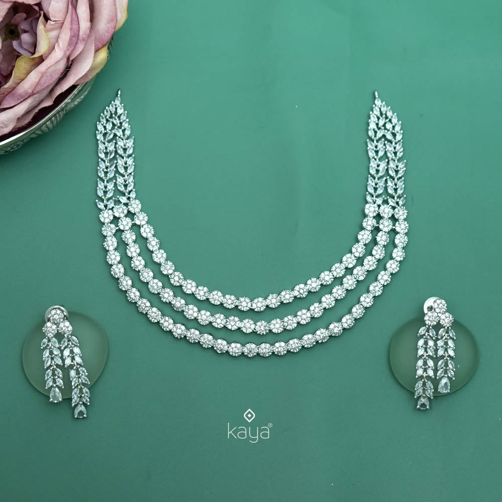 SN101062 - AD Stone Necklace with Earring set