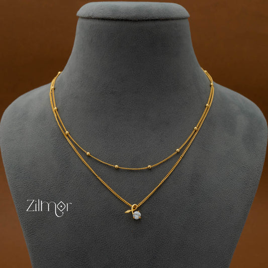 KY101691 - Simple Double layer AD Stone Necklace