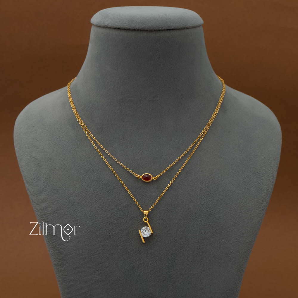 KY101694 - Simple Double layer AD Stone Necklace