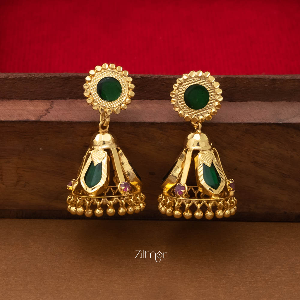 PP101721 -Gold tone Nagapadam Palakka Jumkha Earrings