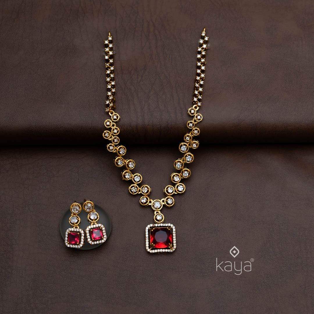 SC101295 - AD Stone Necklace with matching Earrings