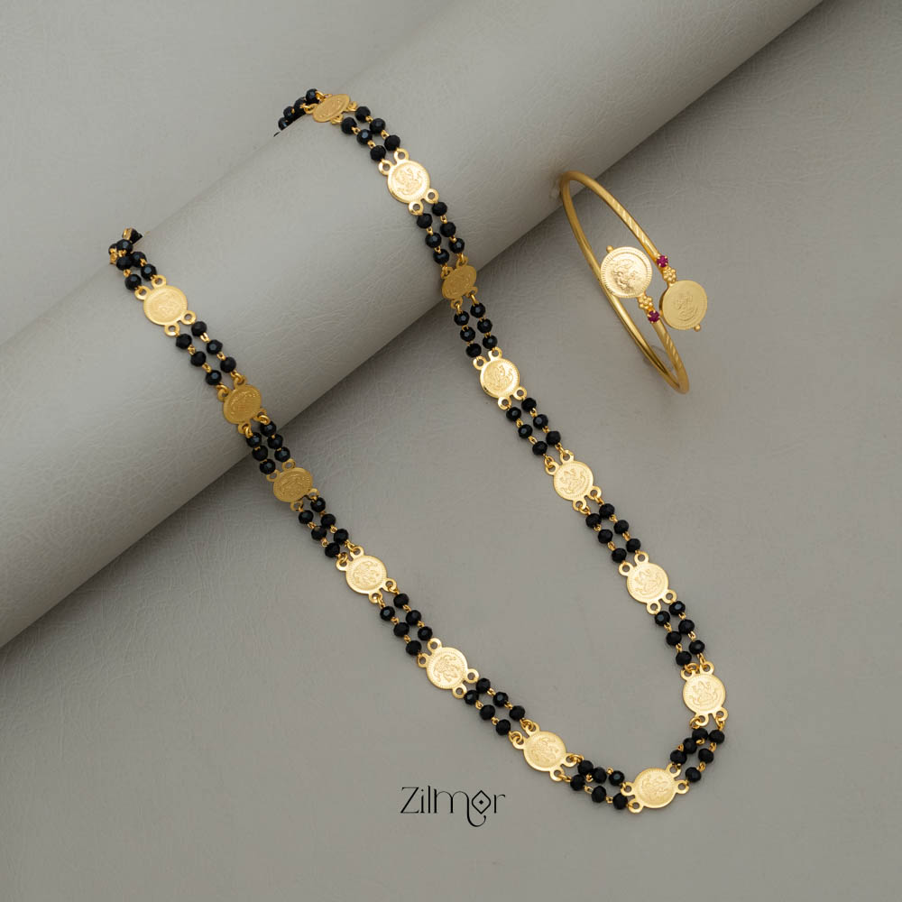 KY101503 Gold tone Kasu Necklace with Bangle