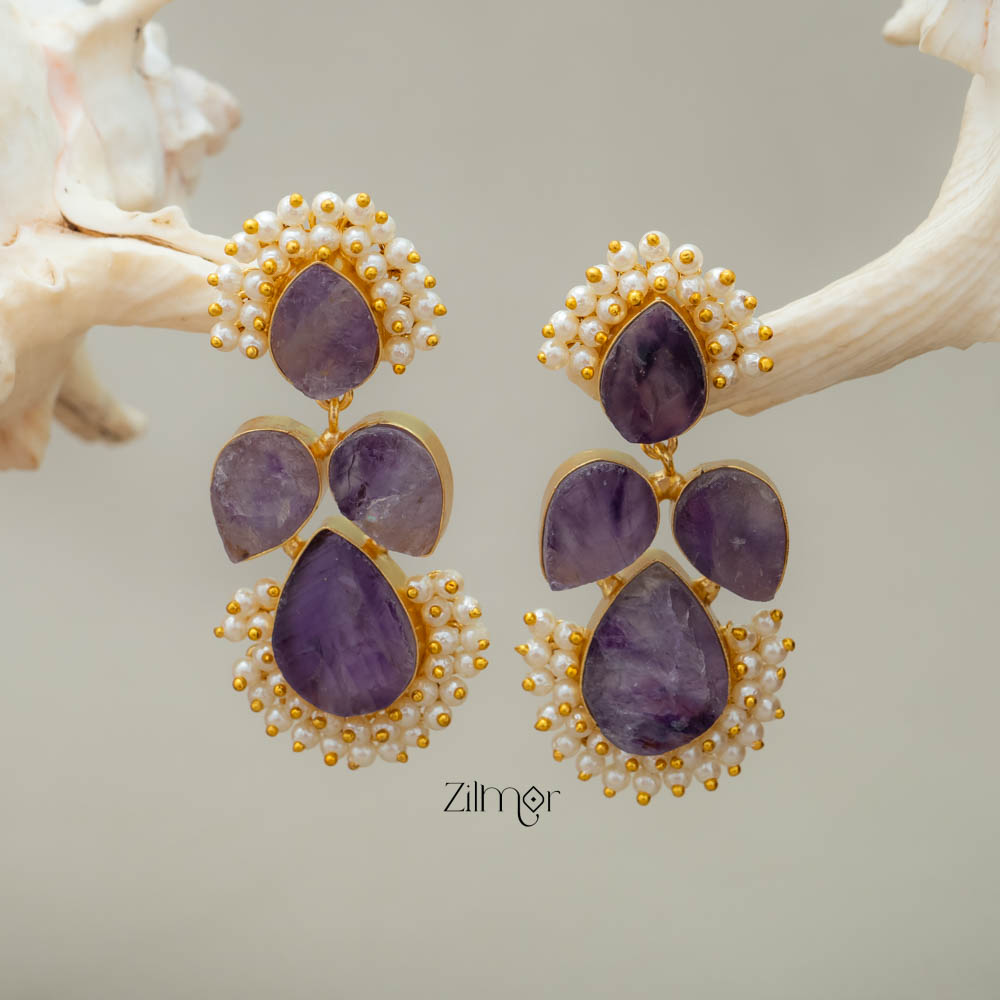 Natural Raw Stone Earrings (color option) KE100391