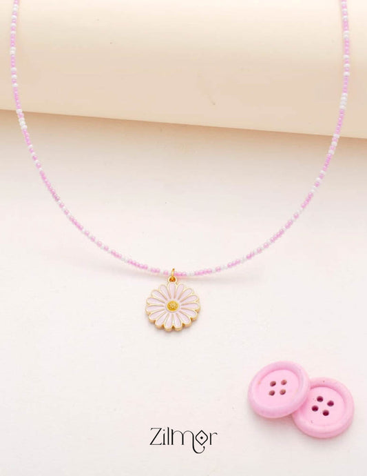 Daisy Cute Flower & Seed Beaded Choker Necklace for Kids 1-Zilmor