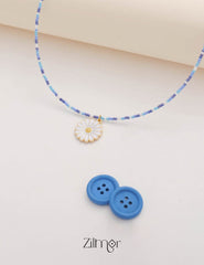 Daisy White Flower & Seed Beaded Choker Necklace for Kids 1-Zilmor