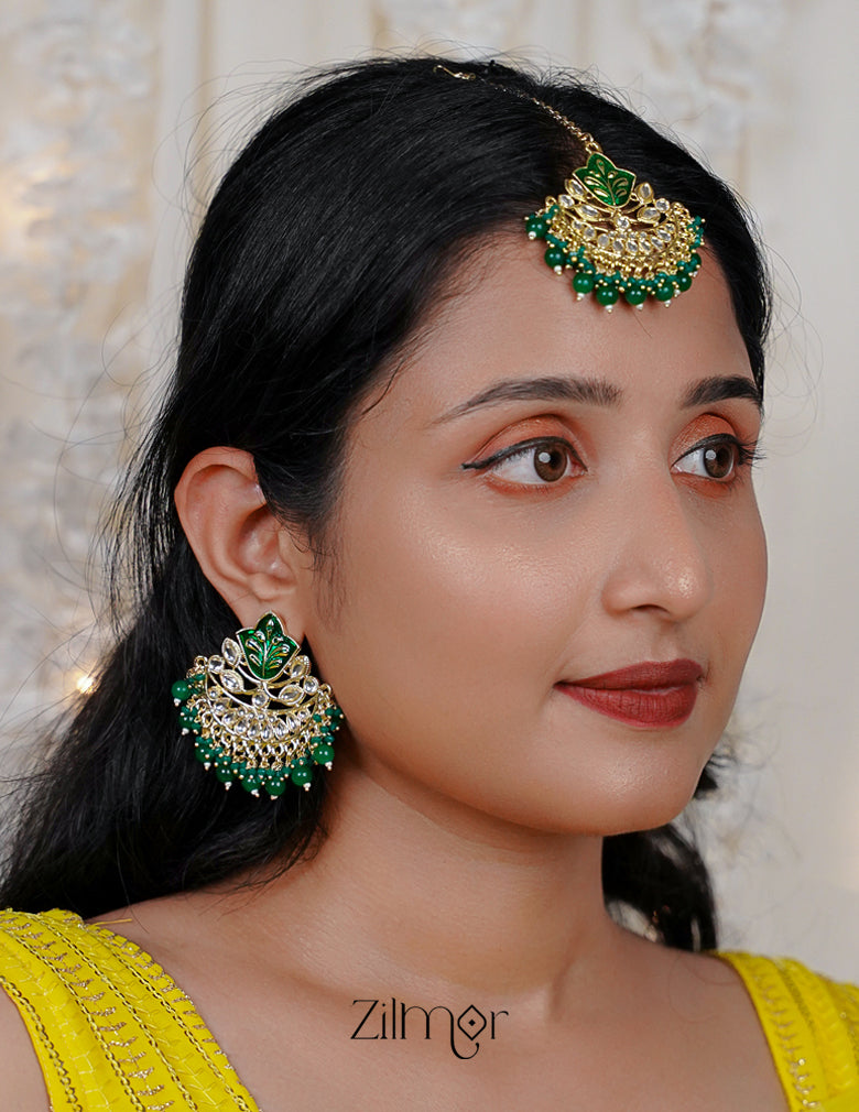 Designer Chandbali Earrings with Maang Tikka-  FS100133 2-Zilmor