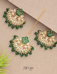 Designer Chandbali Earrings with Maang Tikka-  FS100133