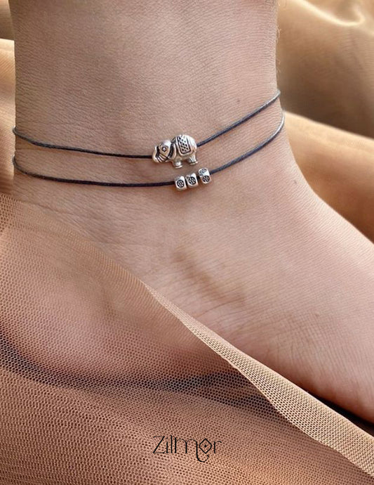 Elephant and Small beads Minimal Anklet - KY100274