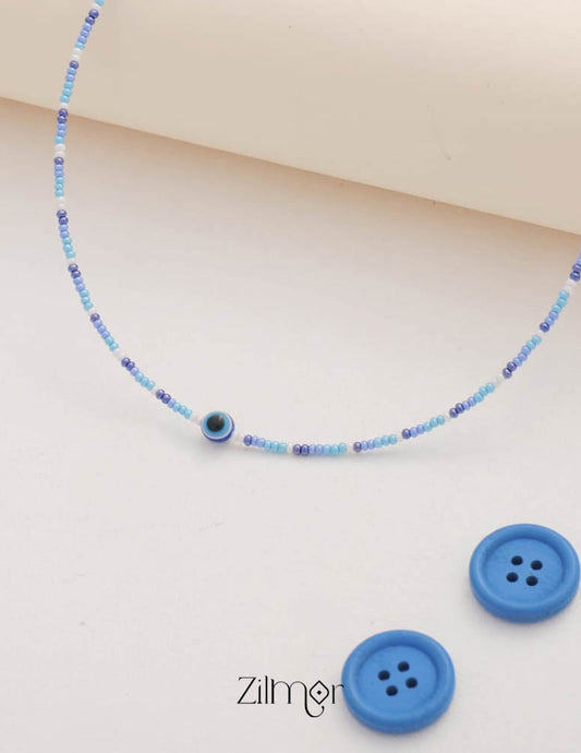 Evil Eye Seed Beaded Choker Necklace for Kids 1-Zilmor