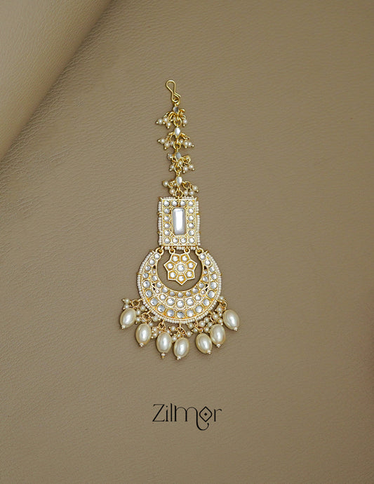 FS1011235 - White Kundan  Bridal Maang Tikka