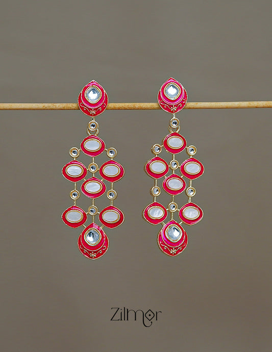FS1011240 - Meenakari Kundan Long Earrings