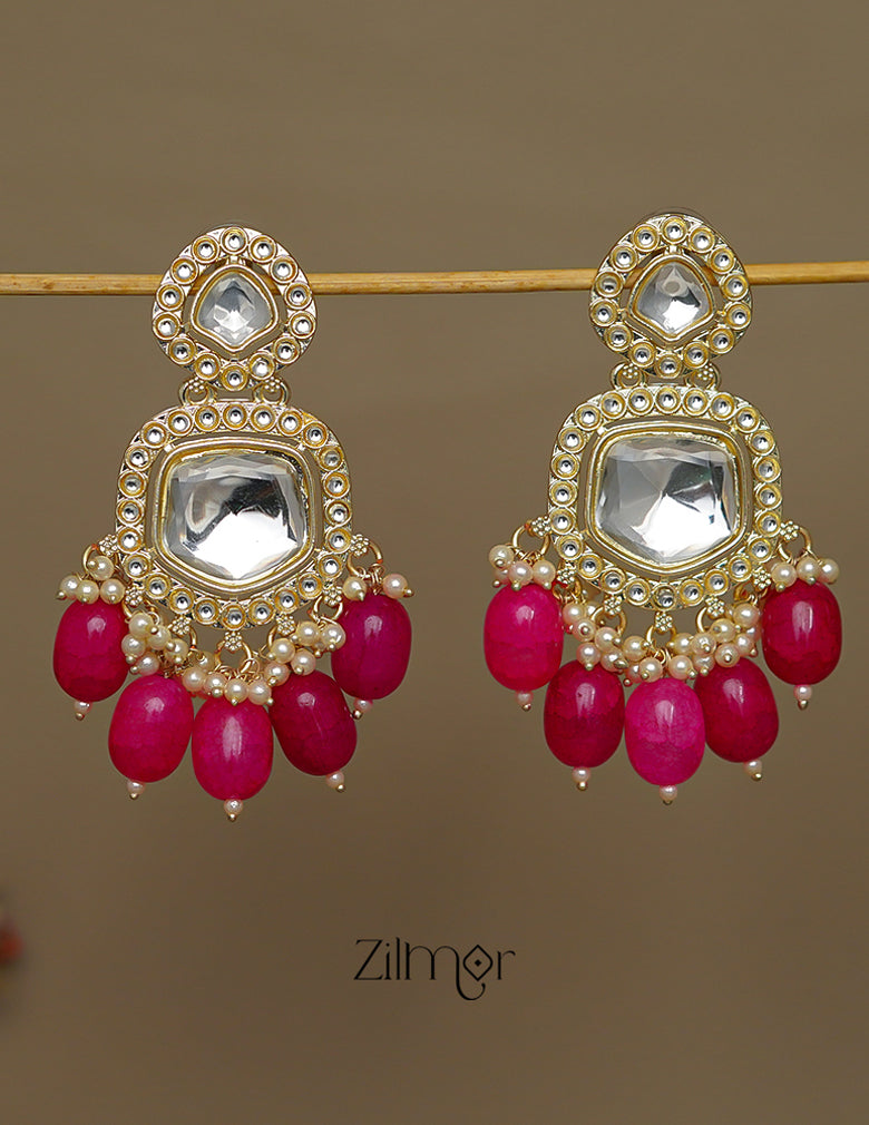 FS1011241 - Beads Hanging Kundan Earrings 1-Zilmor