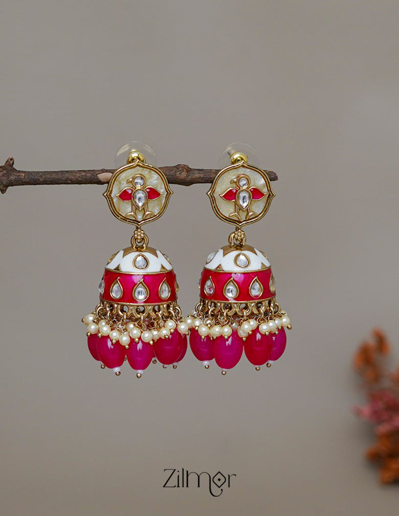 FS1011246 - Meenakari Kundan Jumkha Earrings 2-Zilmor