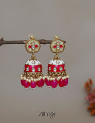 FS1011246 - Meenakari Kundan Jumkha Earrings 2-Zilmor