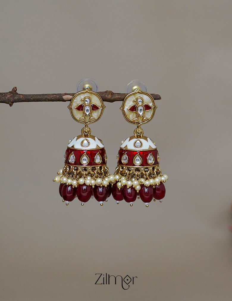 FS1011246 - Meenakari Kundan Jumkha Earrings 3-Zilmor