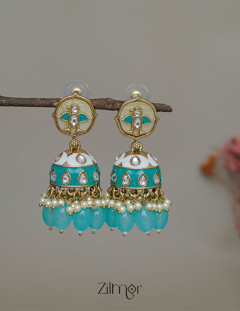 FS1011246 - Meenakari Kundan Jumkha Earrings 1-Zilmor