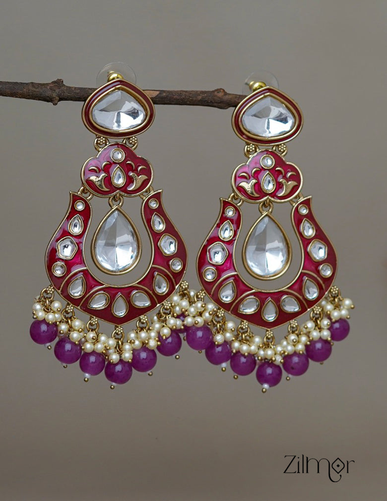 FS1011254 -  Kundan Chandbali Studded Drop Earrings 5-Zilmor