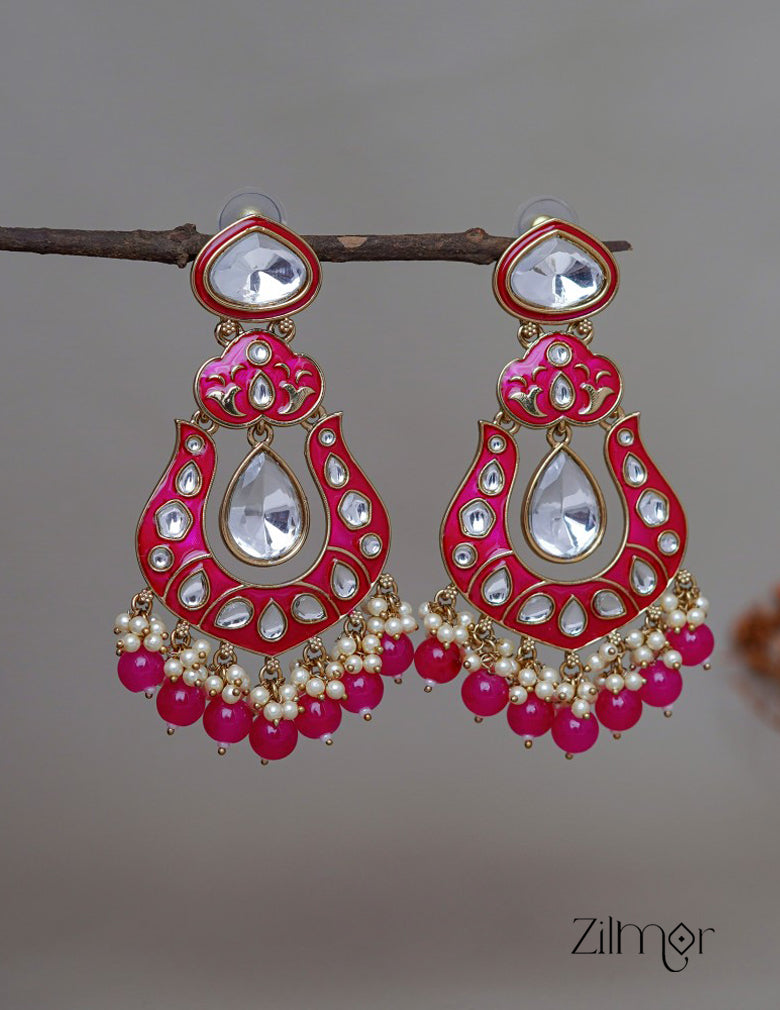 FS1011254 -  Kundan Chandbali Studded Drop Earrings 1-Zilmor