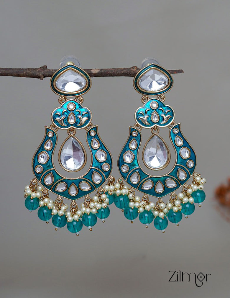 FS1011254 -  Kundan Chandbali Studded Drop Earrings 6-Zilmor