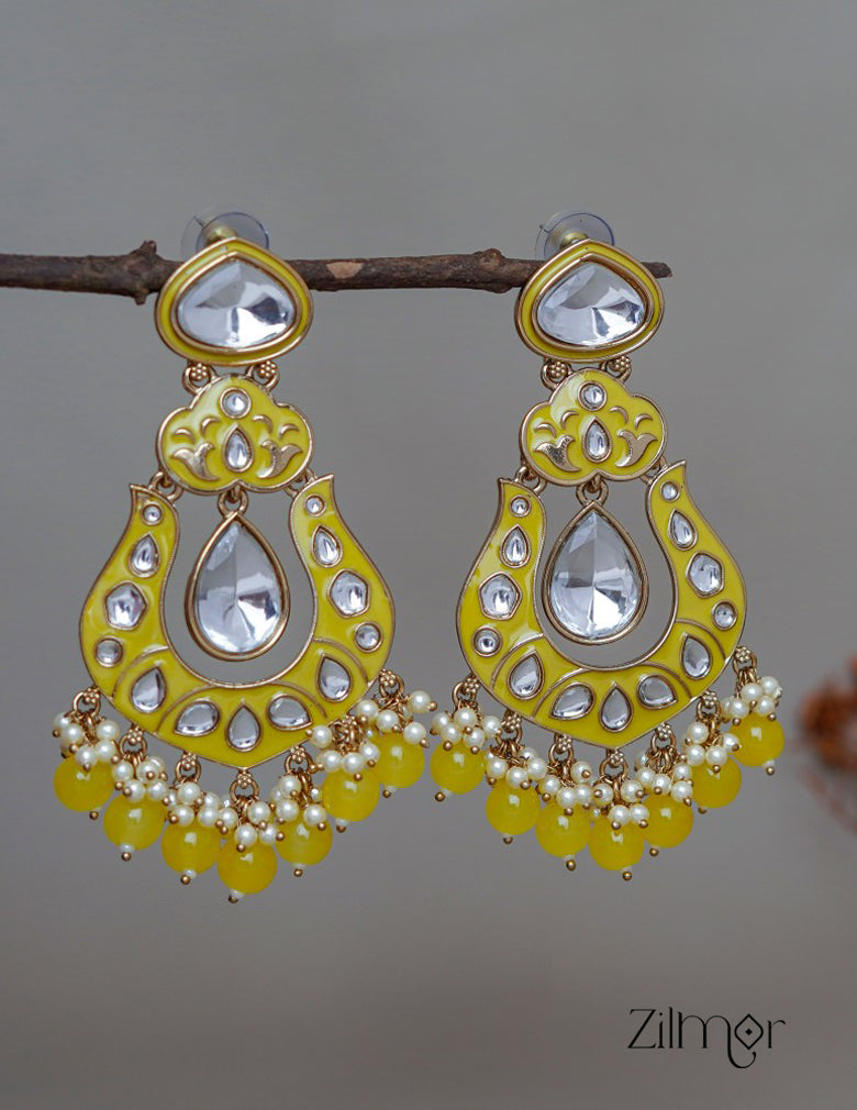 FS1011254 -  Kundan Chandbali Studded Drop Earrings 2-Zilmor
