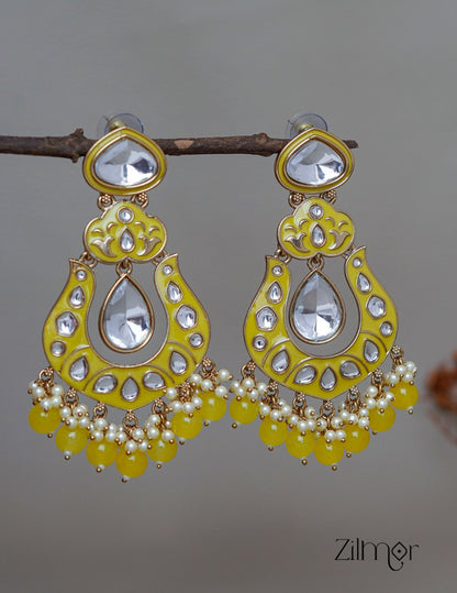 FS1011254 -  Kundan Chandbali Studded Drop Earrings 2-Zilmor