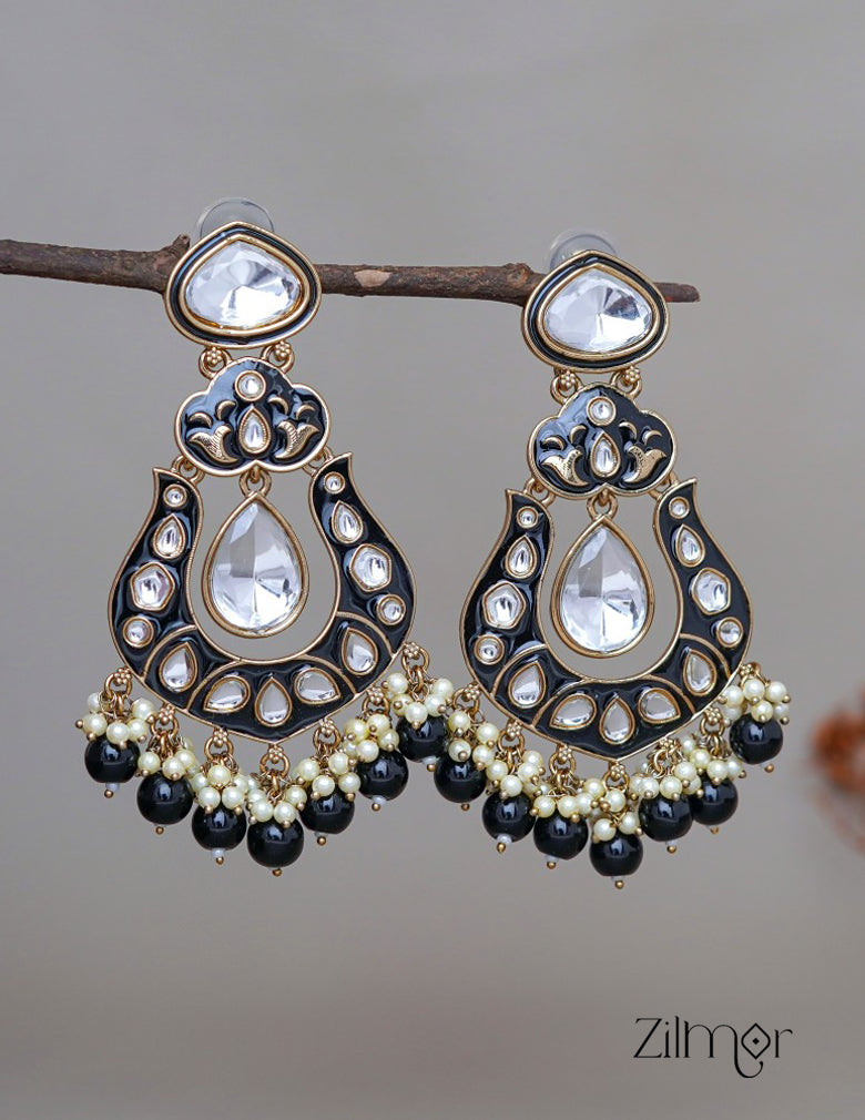 FS1011254 -  Kundan Chandbali Studded Drop Earrings 3-Zilmor