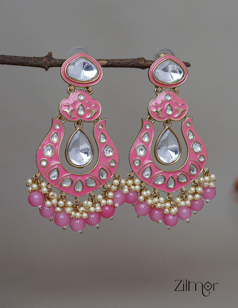 FS1011254 -  Kundan Chandbali Studded Drop Earrings 8-Zilmor