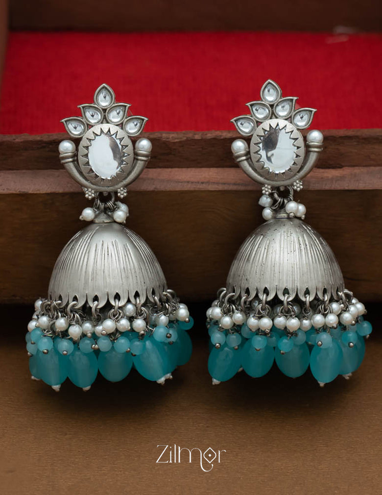 FS101585 - Silver Jumkha Earrings (color option) 3-Zilmor