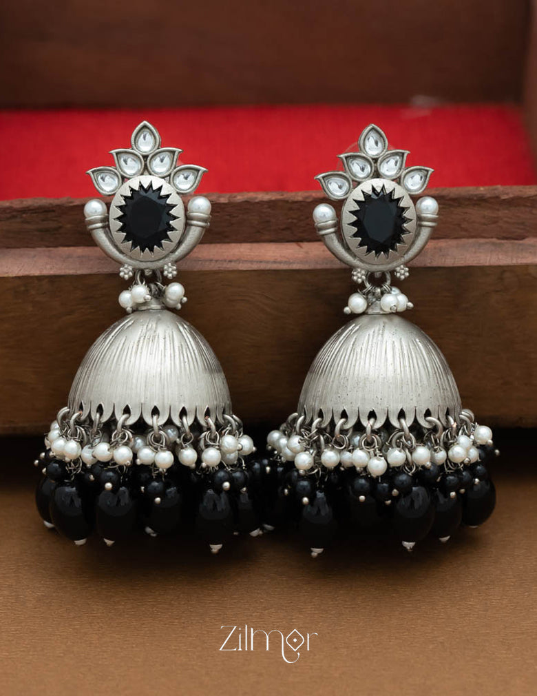 FS101585 - Silver Jumkha Earrings (color option) 4-Zilmor