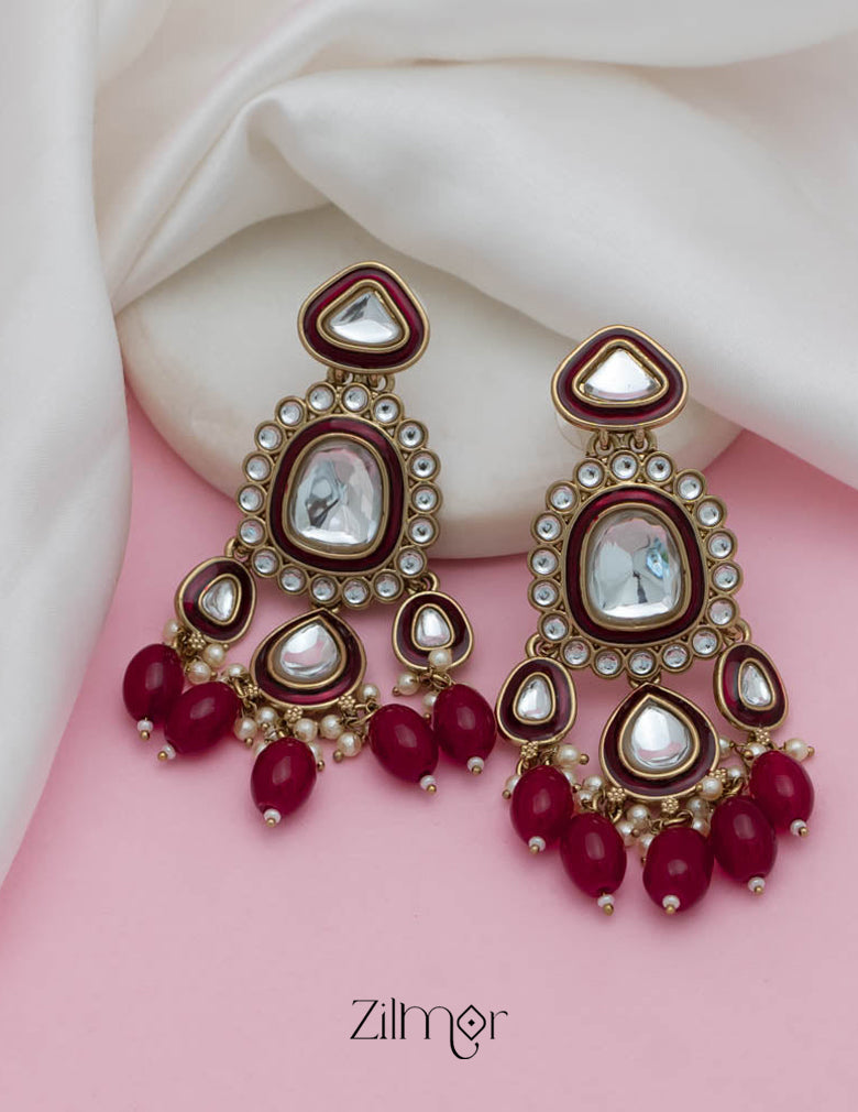 FS101589  - Kundan Enameled Earrings(color option) 5-Zilmor