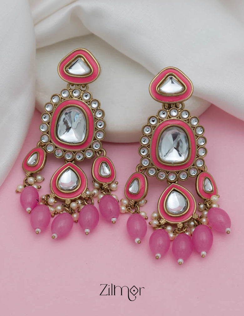 FS101589  - Kundan Enameled Earrings(color option) 6-Zilmor