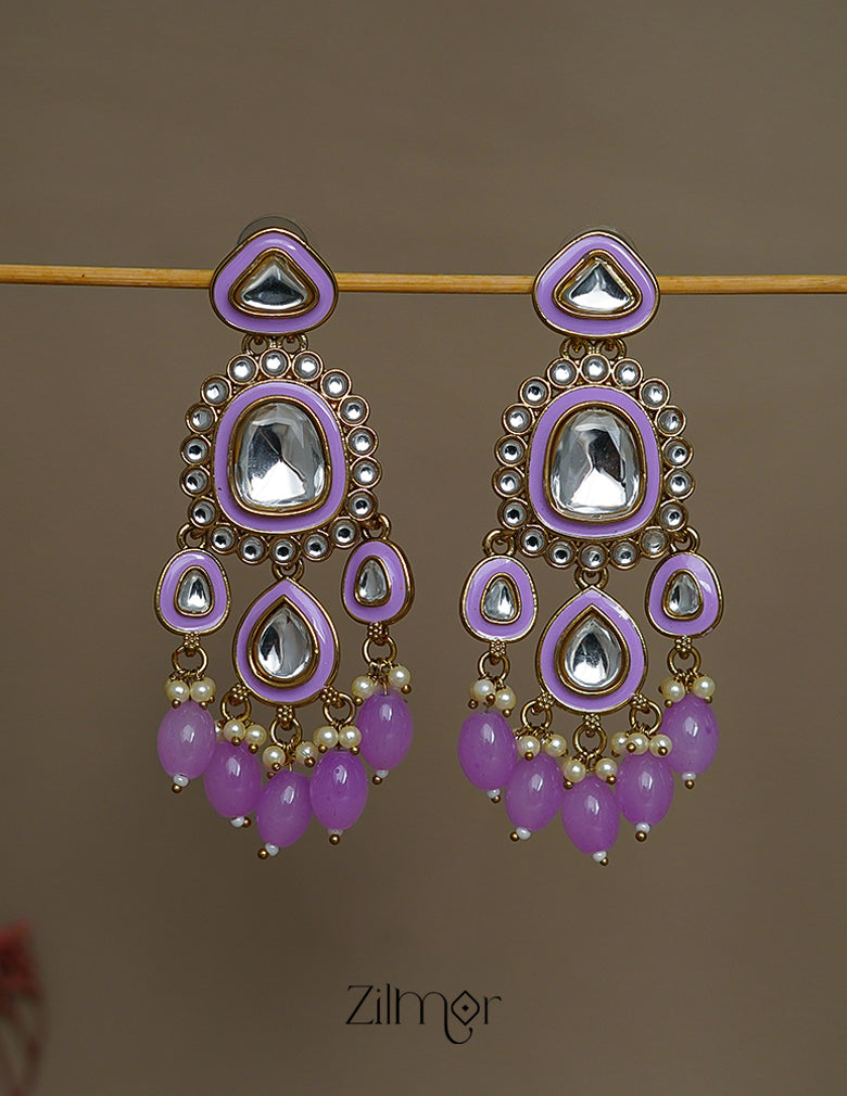 FS101589  - Kundan Enameled Earrings(color option) 1-Zilmor