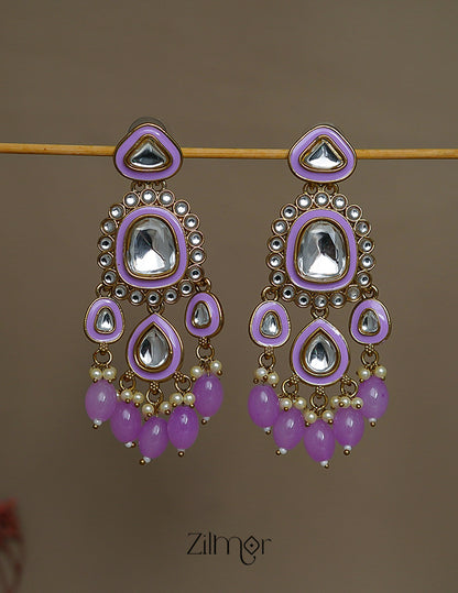 FS101589  - Kundan Enameled Earrings(color option) 1-Zilmor