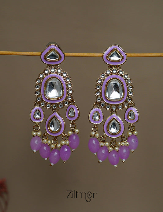 FS101589  - Kundan Enameled Earrings(color option) 1-Zilmor
