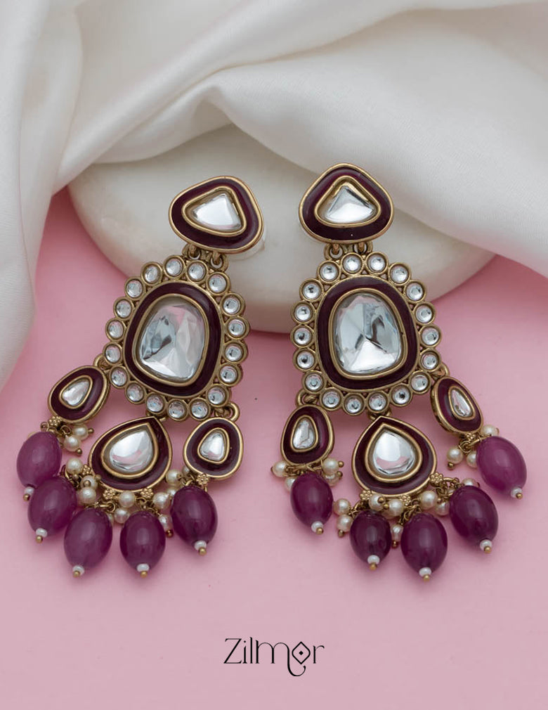FS101589  - Kundan Enameled Earrings(color option) 3-Zilmor